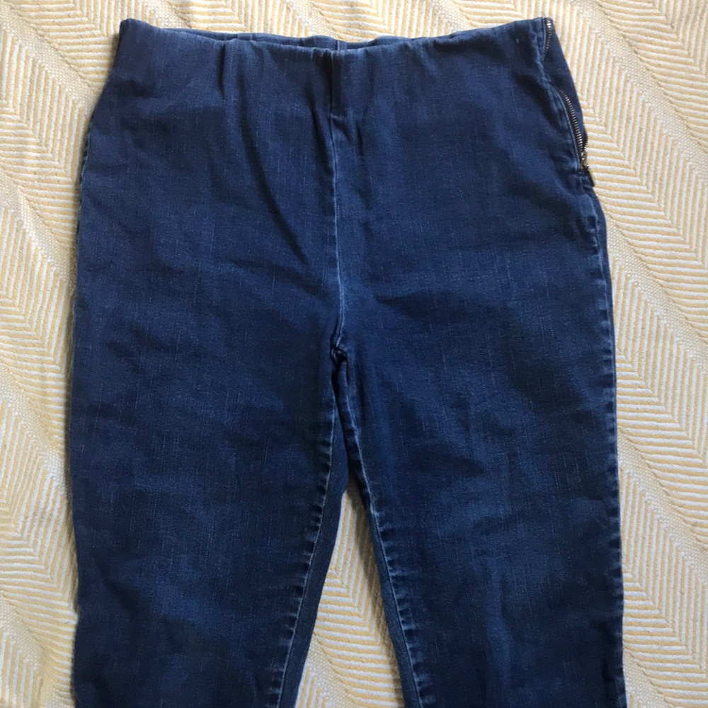 Chico cropped denim side zip pants